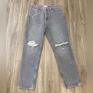 Zara High Rise Ripped Jeans